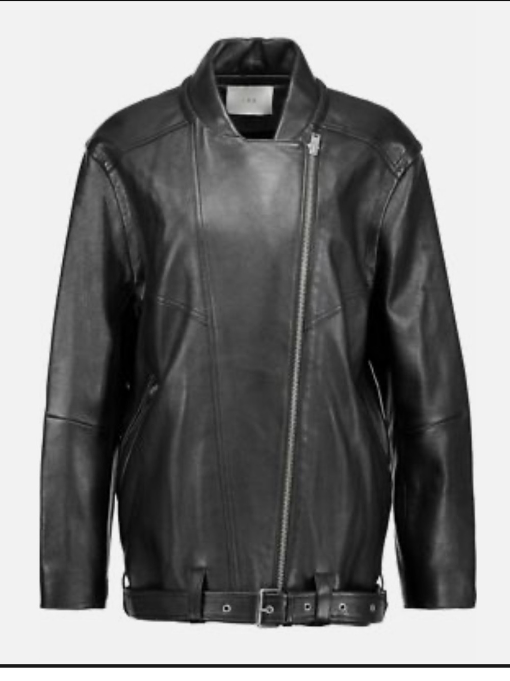 IRO Ametyst Black Lambskin Leather Oversized Motorcycle Jacket Size 36 / US 4